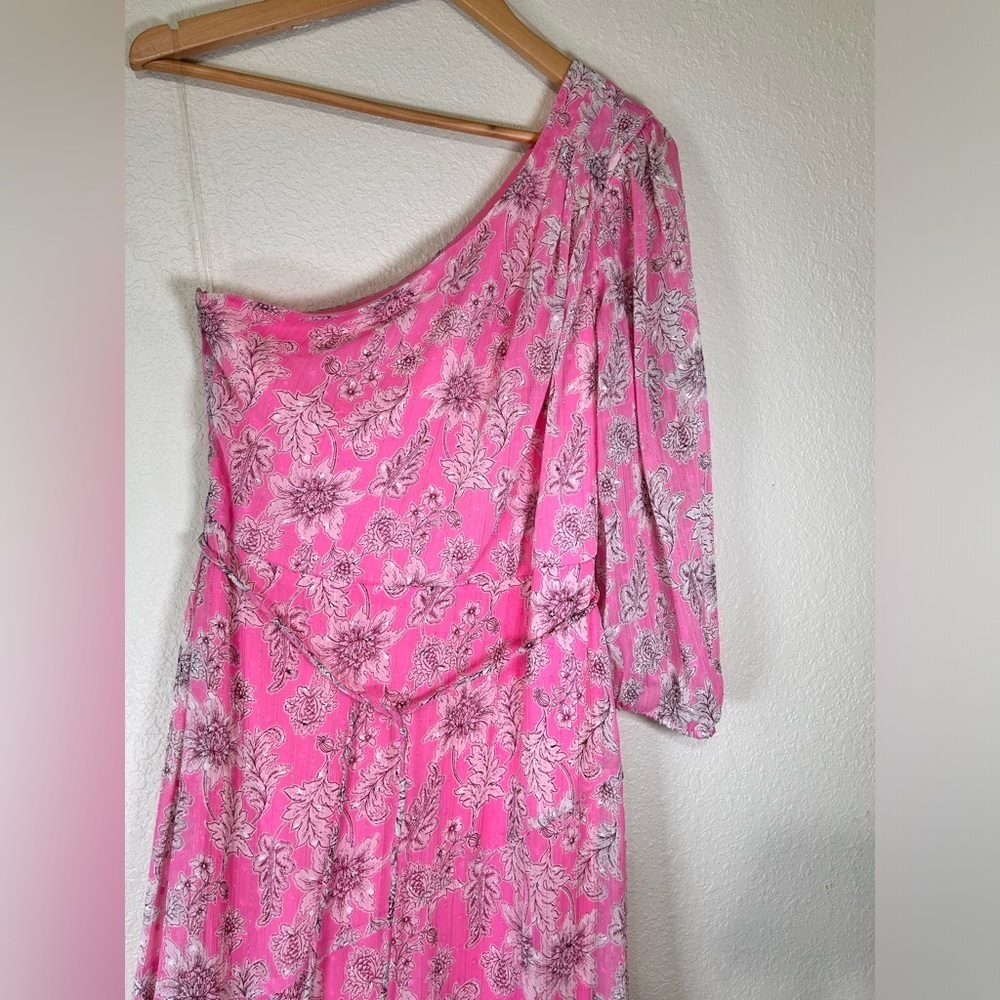 Taylor Pink One Shoulder Puff Sleeve Sundress - Picture 2 of 8